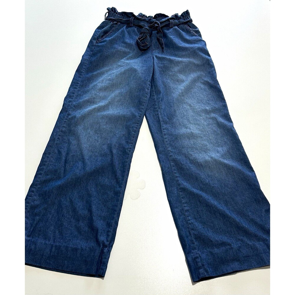 Rewash Brand Women Wide Leg Denim Jeans Paperbag Elastic Drawstring Waist Size S